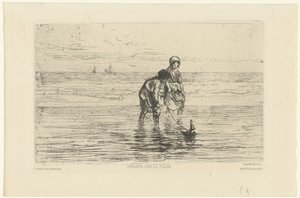 Enfants jouant avec un bateau sur la plage - Jozef Israëls