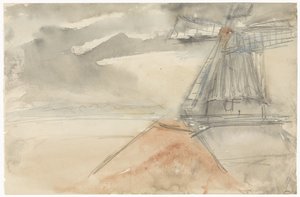 Moulin sous un ciel agité - Jozef Israëls