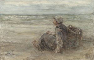 Jeune fille de pêcheur sur la plage