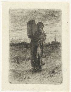 Femme avec un panier sur le dos - Jozef Israëls