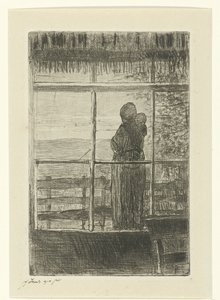 Femme attendant avec enfant - Jozef Israëls