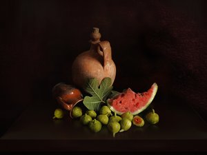 Nature morte aux figues et à la pastèque - Juan Antonio Palacios