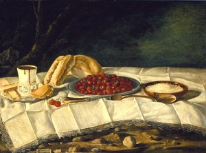 Nature morte avec fraises et chocolat