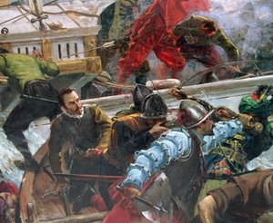 La bataille de Lépante de 1571, détail des soldats - Juan Luna y Novicio