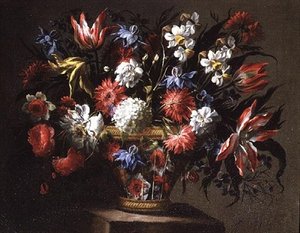 Nature Morte de Tulipes, Jonquilles et autres Fleurs dans un Panier