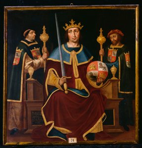 Saint Ferdinand sur son trône avec deux courtisans
