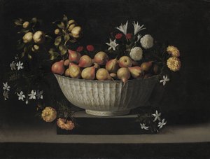 Fleurs et fruits dans un bol en porcelaine, vers 1645 - Juan de Zurbaran