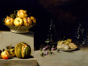 Nature Morte avec Fruits et Verrerie