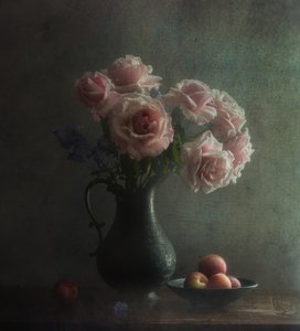 Roses roses tendres et pêches - Judy Tseng