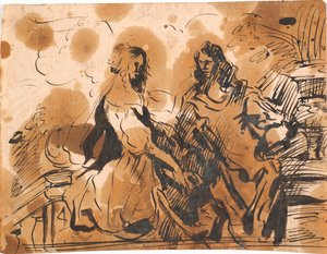 Homme et dame devant une balustrade - Jürgen Ovens