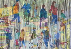 Foule urbaine abstraite