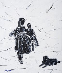 Des enfants promènent un chien - Jukyong Park
