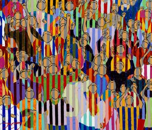 Une foule dynamique et bigarrée