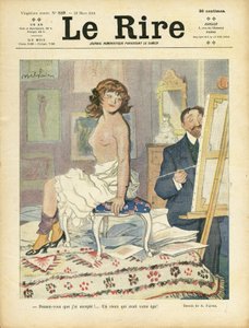Illustration par Abel Faivre (1867-1945) pour la couverture de Le Rire, 22/03/13 - Art, Nudité - Peintres artistes, Modèle (qui pose) - Jules Abel Faivre