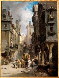 Une rue de Morlaix en 1830 - Jules Achille Noel