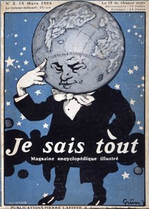 Globe terrestre pensant - dans « Je Sais Tout » du 15/03/1905 - illustration de Jules Grun 1868-1938 - Jules Alexandre Gruen or Grun