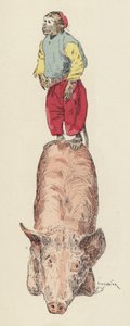 Singe chevauchant un cochon - Jules Arsene (after) Garnier