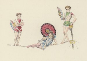 Artistes de la corde raide (lithographie en couleur)