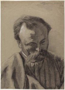 Autoportrait, vers 1877 (craie noire rehaussée de craie blanche, sur papier vergé gris) - Jules Bastien Lepage