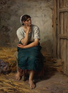 French: Paysanne au Repos Peasant Girl Resting