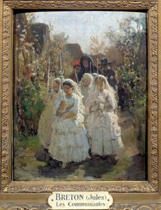 Les premières communiantes à Courrières par Jules Breton (1827-1905) (huile sur carton) - Jules Breton
