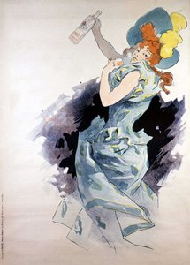 Affiche publicitaire pour Dubonnet, femme avec une bouteille, par Jules Chéret - Jules Cheret