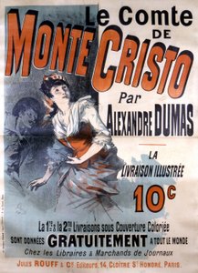 Affiche publicitaire pour la vente du roman «Le Comte de Monte-Cristo» par Alexandre Dumas, édité par Jules Rouff, illustré par Jules Chéret - Jules Cheret