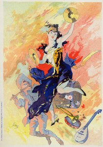 Art. Divertissement. La Musique. Allégorie par Jules Chéret, France, vers 1890