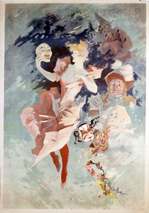 Affiche de carnaval par Jules Chéret : femme avec masque, B.N. Paris. XIXe siècle. - Jules Cheret