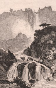 Vue des chutes de Marmore près de Terni, Ombrie, Italie (gravure sur acier d