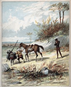 Don Quichotte et Sancho Panza - Illustration de Jules David (1808-1892) de Histoire de Don Quichotte - 1887 - par Miguel de Cervantes Saavedra (1547-1616)