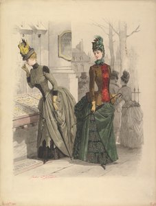 Deux femmes en robes de jour : Dessin préparatoire pour une planche de mode, 19 octobre 1886 - Jules David