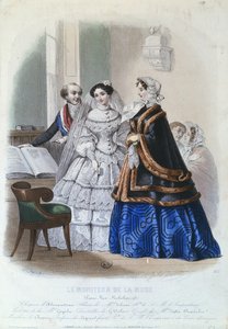 Robe de mariée, planche de mode de Le Moniteur de la Mode, 1854