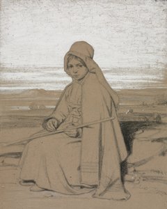 Une bergère assise - Jules Dupré