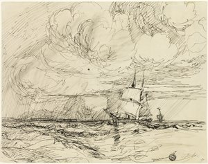 Navires en Mer Pendant la Tempête - Jules Dupré
