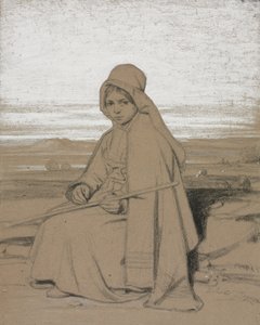 Une bergère assise - Jules Dupré