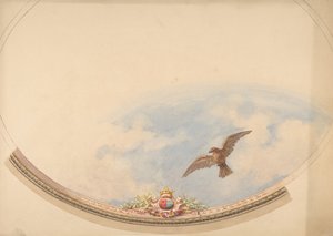 Conception pour un plafond peint avec des nuages et un aigle planant, seconde moitié du 19ème siècle - Jules Edmond Charles Lachaise and Eugène Pierre Gourdet