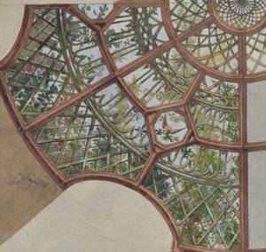 Conception pour un plafond avec treillis et vignes fleuries, deuxième moitié du XIXe siècle - Jules Edmond Charles Lachaise and Eugène Pierre Gourdet