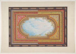 Conception pour un plafond peint avec des nuages en trompe-l