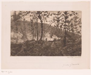 Forêt avec bûcherons et charbonniers - Jules Guiette
