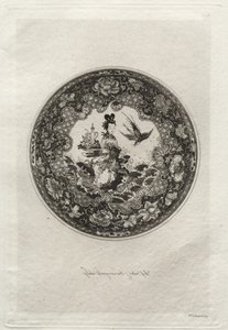 Soucoupe avec Fond Émaillé Riche et Médaillon Représentant la Déesse Kounin - Jules Jacquemart
