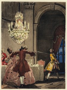 Illustration pour les mémoires de Casanova (lithographie couleur)