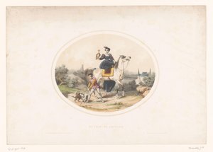 Dame noble à cheval avec un faucon - Jules Marie Desandre
