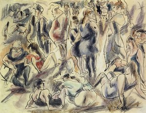 Plage américaine, vers 1917 - Jules Pascin