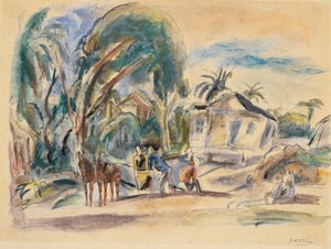 Paysage, maisons et arbres