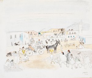 Paysage avec carrosse et figures, Tunis - Jules Pascin