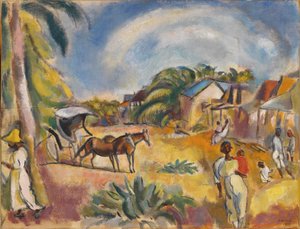 Paysage avec figures et carrosse