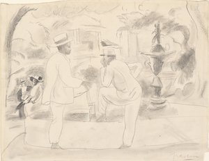 Deux hommes dans le parc - Jules Pascin