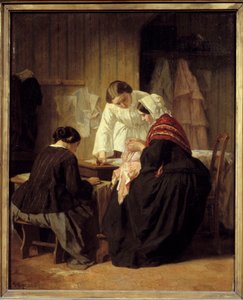 Trois femmes cousant
