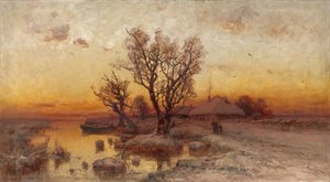 Coucher de soleil sur un hameau ukrainien, 1915